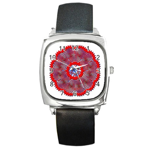 Tile Pattern Background Image Square Metal Watch from ArtsNow.com Front