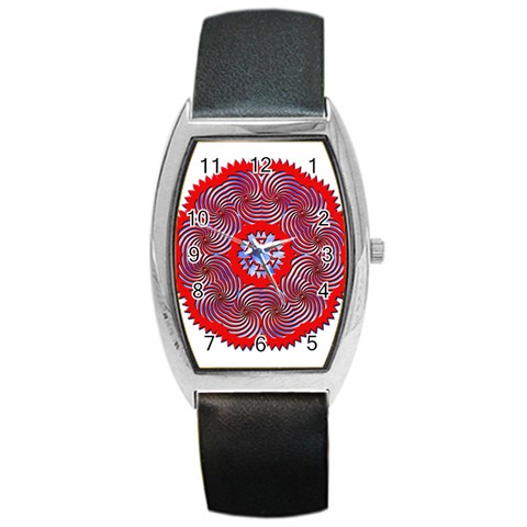 Tile Pattern Background Image Barrel Style Metal Watch from ArtsNow.com Front