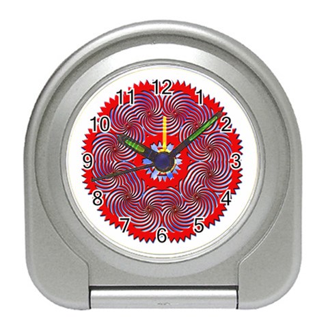 Tile Pattern Background Image Travel Alarm Clock from ArtsNow.com Front