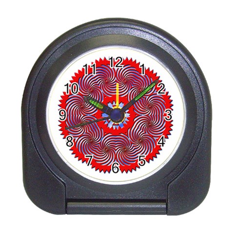 Tile Pattern Background Image Travel Alarm Clock from ArtsNow.com Front