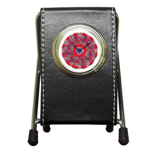 Tile Pattern Background Image Pen Holder Desk Clock from ArtsNow.com Front