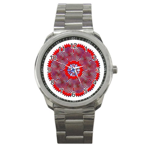 Tile Pattern Background Image Sport Metal Watch from ArtsNow.com Front