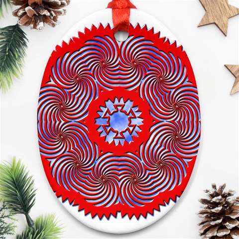 Tile Pattern Background Image Oval Ornament (Two Sides) from ArtsNow.com Back