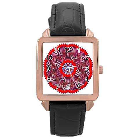 Tile Pattern Background Image Rose Gold Leather Watch  from ArtsNow.com Front