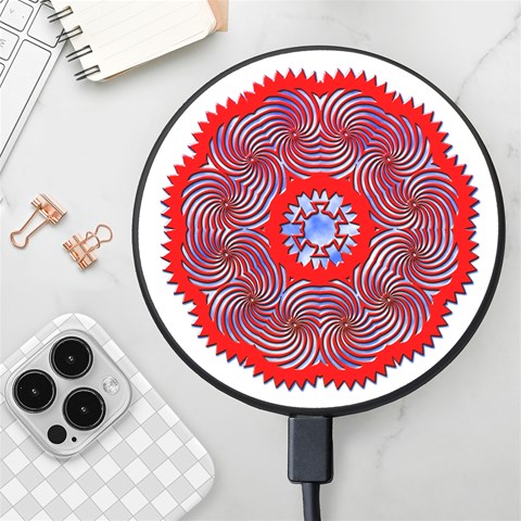 Tile Pattern Background Image Wireless Fast Charger(Black) from ArtsNow.com Front