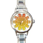 Mandala Background Image Ornament Round Italian Charm Watch