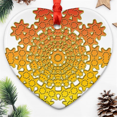 Mandala Background Image Ornament Heart Ornament (Two Sides) from ArtsNow.com Front
