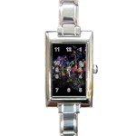 Grunge Paint Splatter Splash Ink Rectangle Italian Charm Watch
