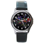 Grunge Paint Splatter Splash Ink Round Metal Watch