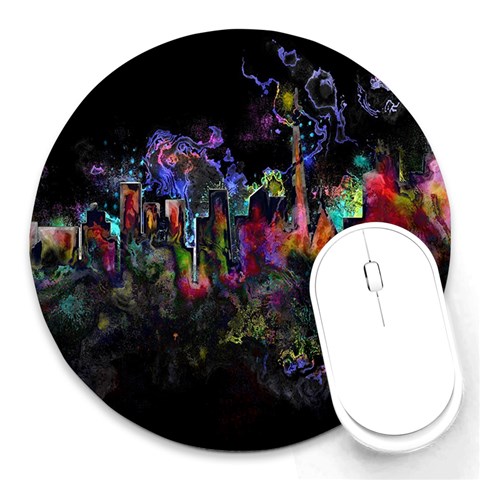 Grunge Paint Splatter Splash Ink Round Mousepad from ArtsNow.com Front