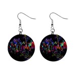 Grunge Paint Splatter Splash Ink Mini Button Earrings