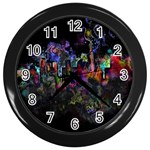 Grunge Paint Splatter Splash Ink Wall Clock (Black)