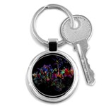 Grunge Paint Splatter Splash Ink Key Chain (Round)