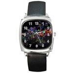 Grunge Paint Splatter Splash Ink Square Metal Watch