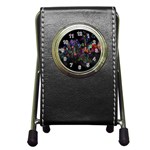 Grunge Paint Splatter Splash Ink Pen Holder Desk Clock