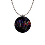 Grunge Paint Splatter Splash Ink 1  Button Necklace