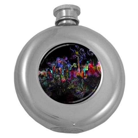 Grunge Paint Splatter Splash Ink Round Hip Flask (5 oz) from ArtsNow.com Front