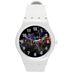 Grunge Paint Splatter Splash Ink Round Plastic Sport Watch (M)
