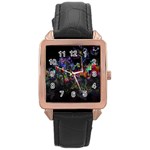 Grunge Paint Splatter Splash Ink Rose Gold Leather Watch 