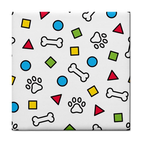 Dog Paw Seamless Pattern Footprint Bone Tile Coaster from ArtsNow.com Front
