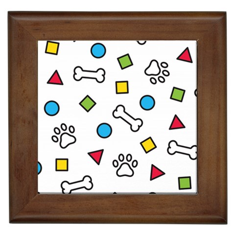 Dog Paw Seamless Pattern Footprint Bone Framed Tile from ArtsNow.com Front
