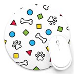 Dog Paw Seamless Pattern Footprint Bone Round Mousepad