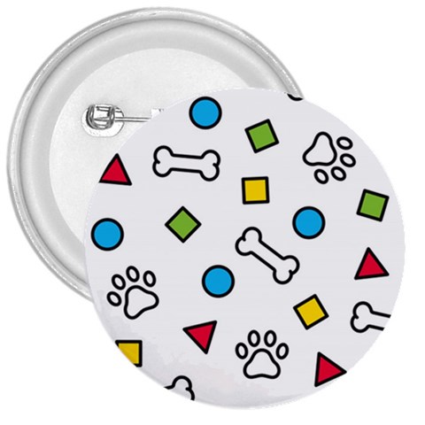 Dog Paw Seamless Pattern Footprint Bone 3  Buttons from ArtsNow.com Front