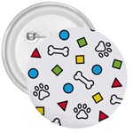 Dog Paw Seamless Pattern Footprint Bone 3  Buttons