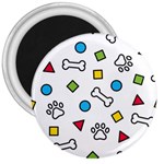 Dog Paw Seamless Pattern Footprint Bone 3  Magnets