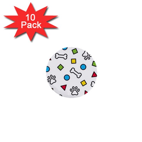 Dog Paw Seamless Pattern Footprint Bone 1  Mini Buttons (10 pack)  from ArtsNow.com Front