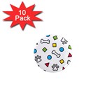 Dog Paw Seamless Pattern Footprint Bone 1  Mini Magnet (10 pack) 
