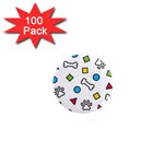 Dog Paw Seamless Pattern Footprint Bone 1  Mini Magnets (100 pack) 