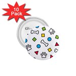 Dog Paw Seamless Pattern Footprint Bone 1.75  Buttons (10 pack)