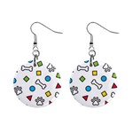 Dog Paw Seamless Pattern Footprint Bone Mini Button Earrings