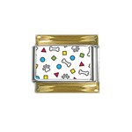 Dog Paw Seamless Pattern Footprint Bone Gold Trim Italian Charm (9mm)
