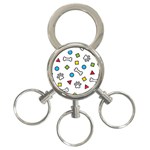 Dog Paw Seamless Pattern Footprint Bone 3-Ring Key Chain