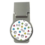 Dog Paw Seamless Pattern Footprint Bone Money Clips (Round) 