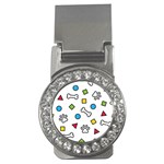 Dog Paw Seamless Pattern Footprint Bone Money Clips (CZ) 