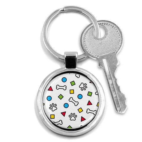 Dog Paw Seamless Pattern Footprint Bone Key Chain (Round) from ArtsNow.com Front