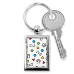 Dog Paw Seamless Pattern Footprint Bone Key Chain (Rectangle)