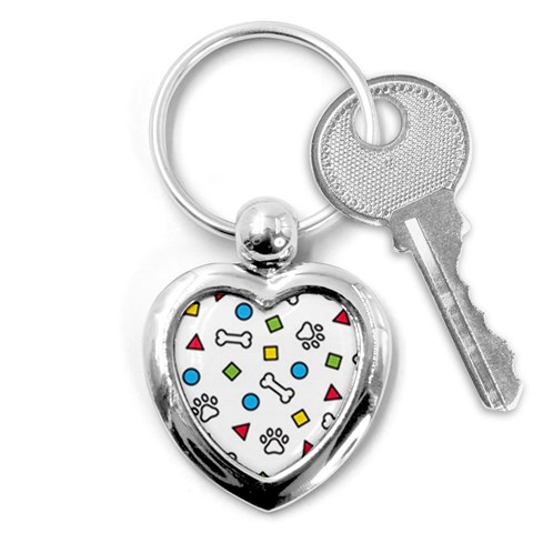 Dog Paw Seamless Pattern Footprint Bone Key Chain (Heart) from ArtsNow.com Front