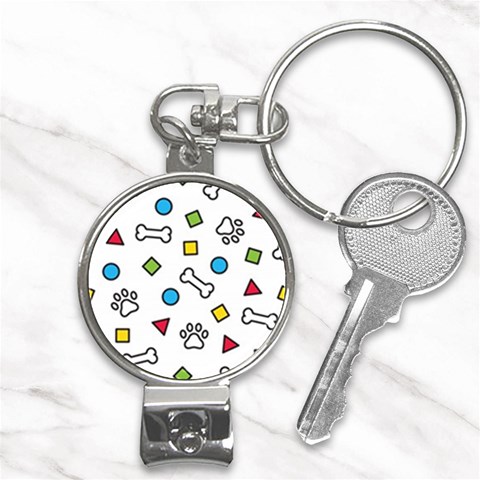 Dog Paw Seamless Pattern Footprint Bone Nail Clippers Key Chain from ArtsNow.com Front