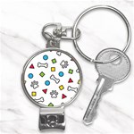 Dog Paw Seamless Pattern Footprint Bone Nail Clippers Key Chain
