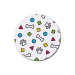 Dog Paw Seamless Pattern Footprint Bone Rubber Round Coaster (4 pack)