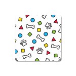 Dog Paw Seamless Pattern Footprint Bone Square Magnet