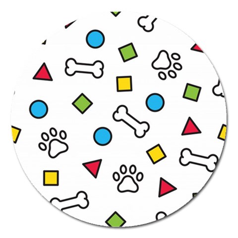 Dog Paw Seamless Pattern Footprint Bone Magnet 5  (Round) from ArtsNow.com Front