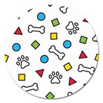 Dog Paw Seamless Pattern Footprint Bone Magnet 5  (Round)