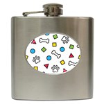 Dog Paw Seamless Pattern Footprint Bone Hip Flask (6 oz)