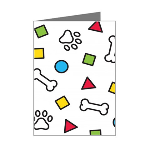 Dog Paw Seamless Pattern Footprint Bone Mini Greeting Card from ArtsNow.com Left