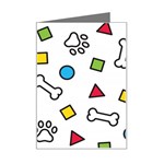 Dog Paw Seamless Pattern Footprint Bone Mini Greeting Card